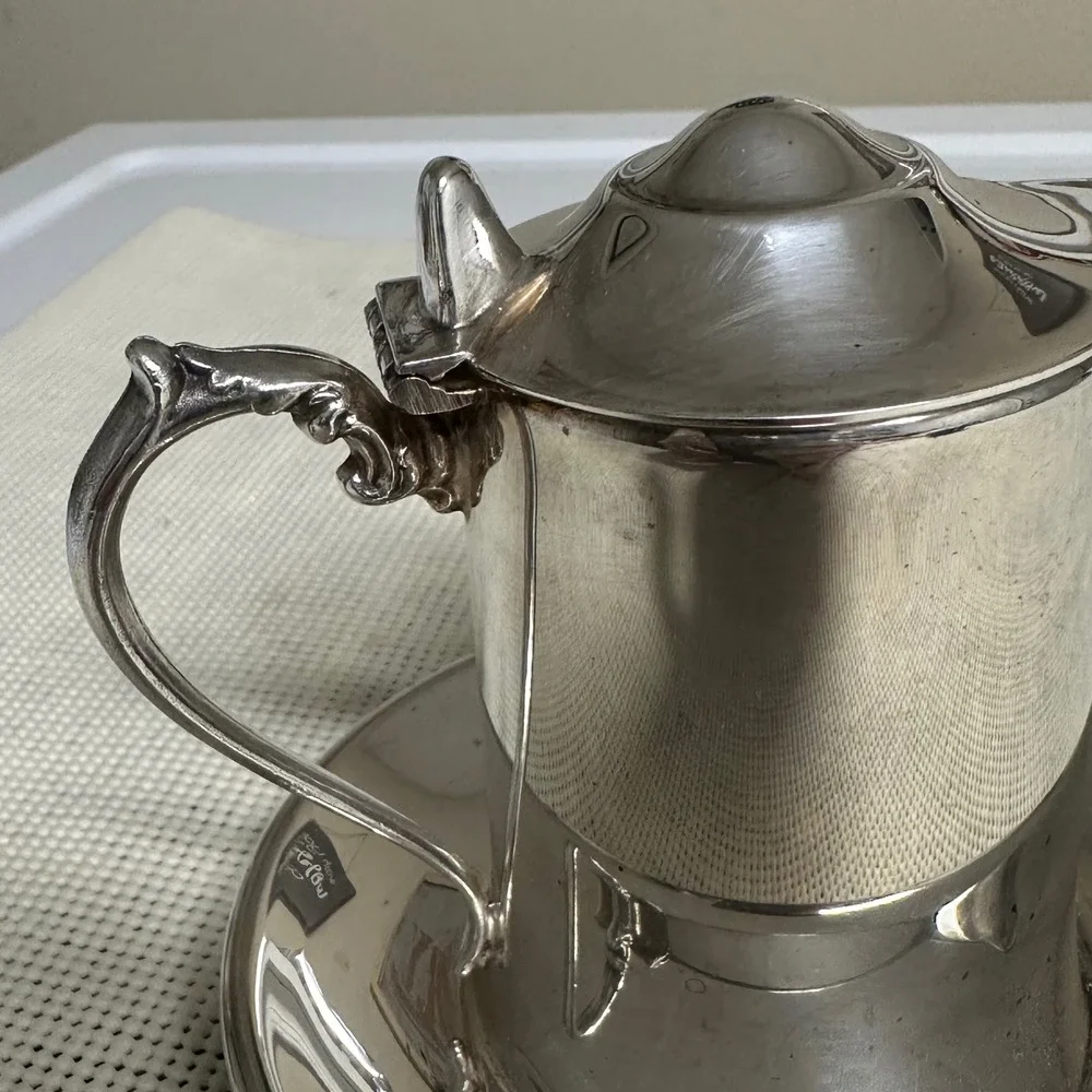 Wallace Silverplated Syrup Pitcher Small With Underplate Vintage